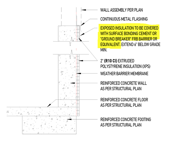 CDA, Exterior fundation insulation protection